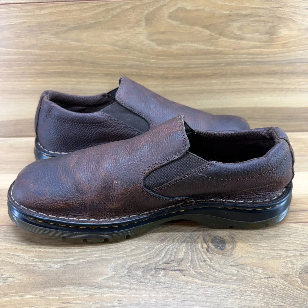 Dr Martens Bryce Slip On Mens 10 Brown Tumbled‎ Leather Business Casual Travel